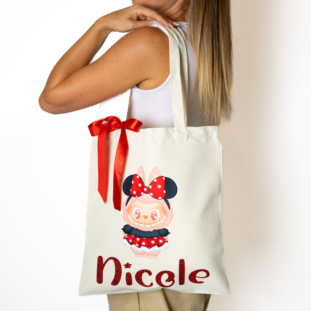 Custom Name Tote with Cute Trendy Character