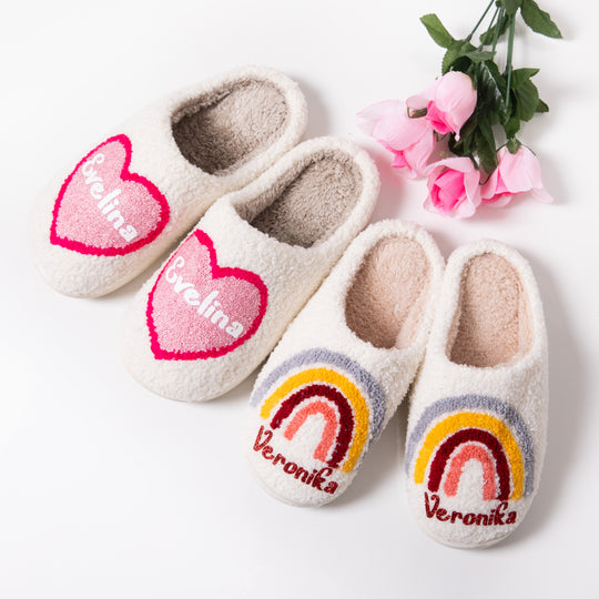 Custom Heart and Rainbow Slippers