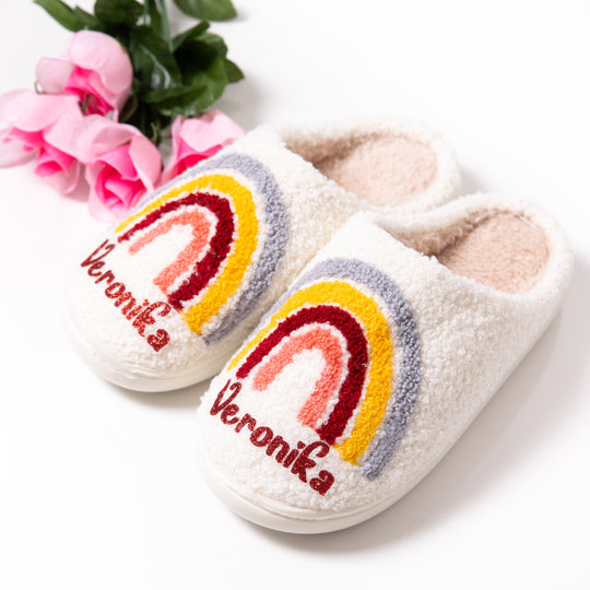 Custom Heart and Rainbow Slippers