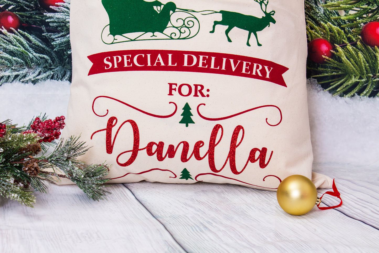 North Pole Express Christmas Gift Bag, Custom Santa Large Sack