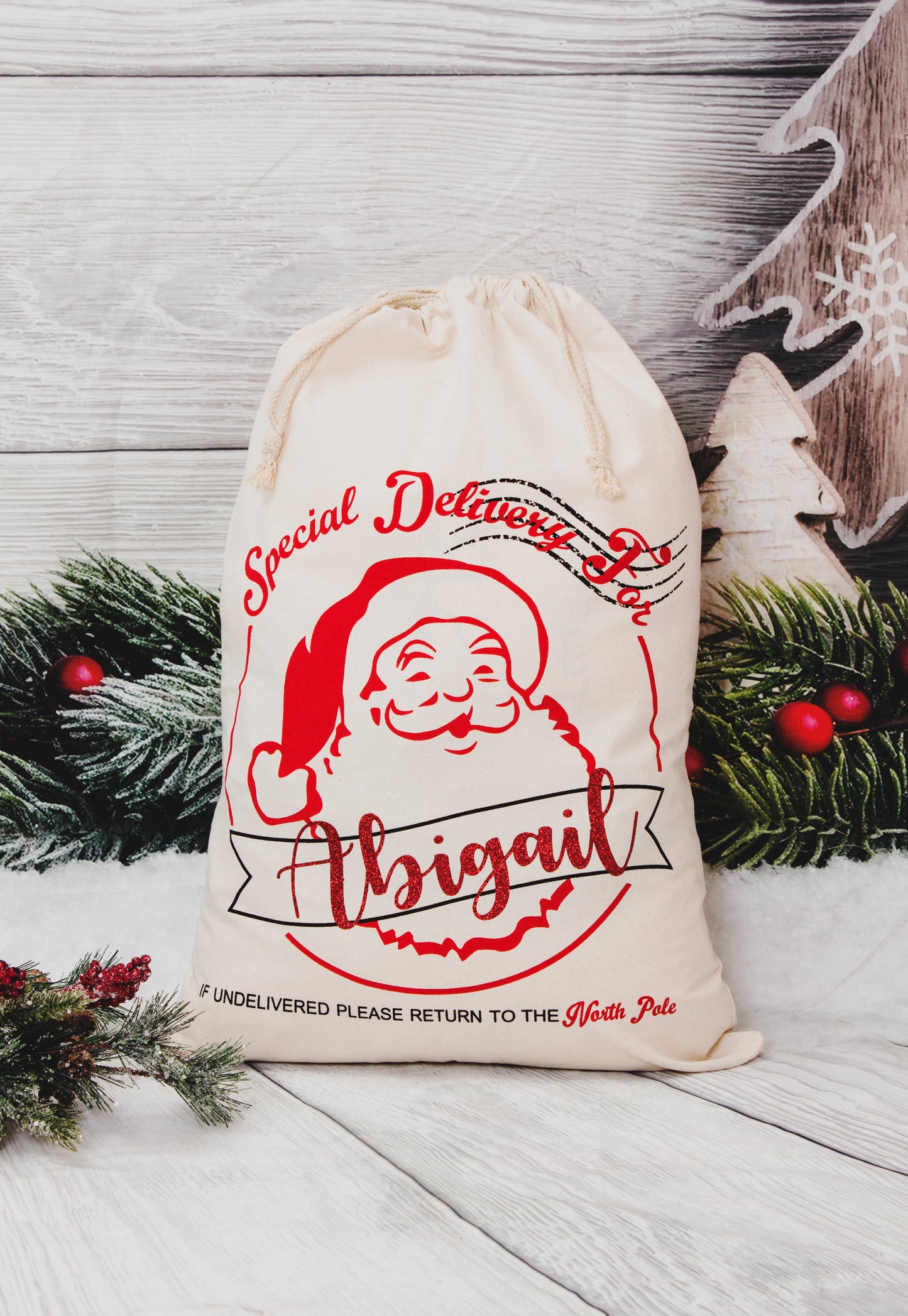 Custom Santa Large Sack, North Pole Express Christmas Gift Bag