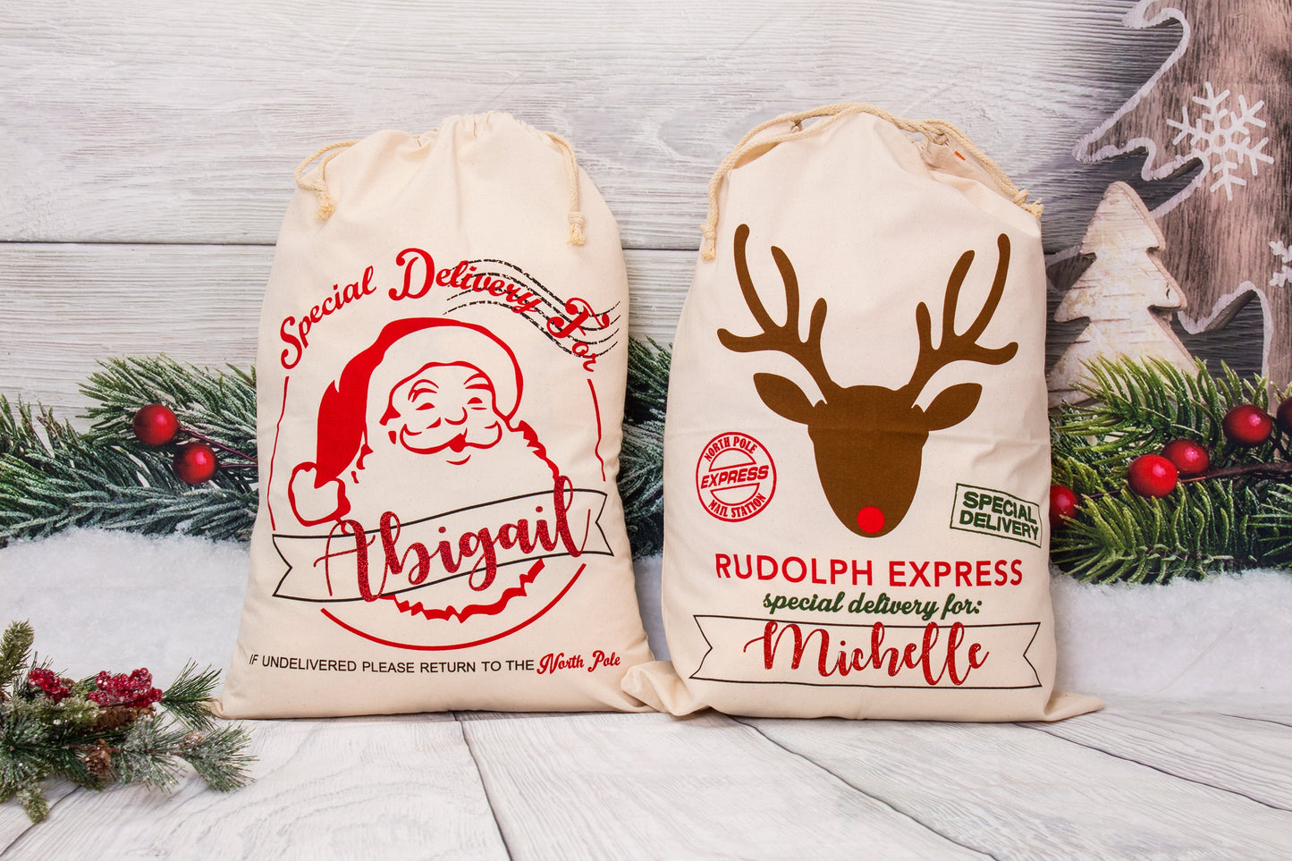 Custom Santa Large Sack, North Pole Express Christmas Gift Bag