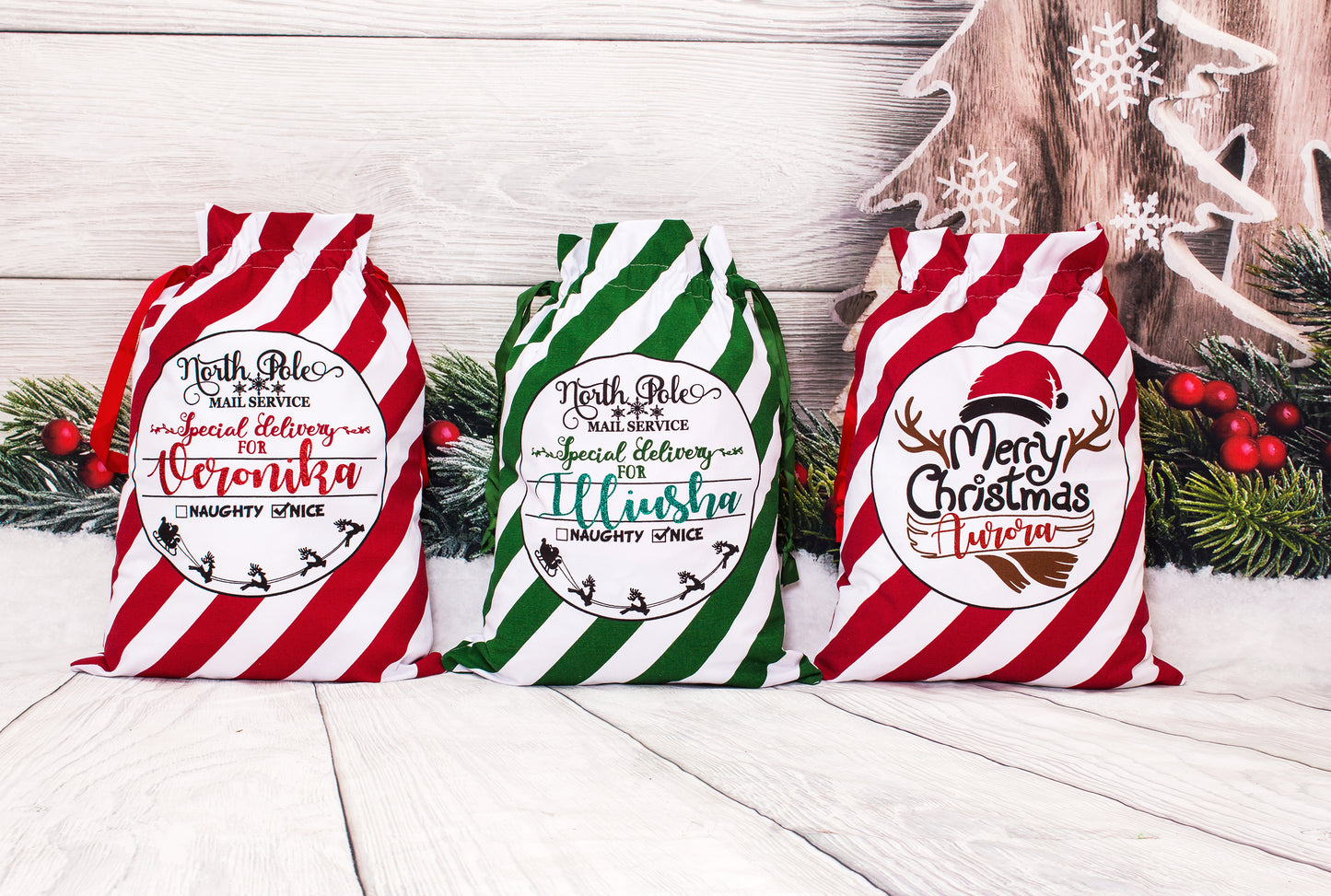 North Pole Express Christmas Gift Bag, Custom Santa Large Sack