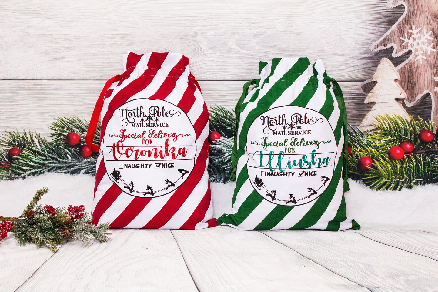 North Pole Express Christmas Gift Bag, Custom Santa Large Sack