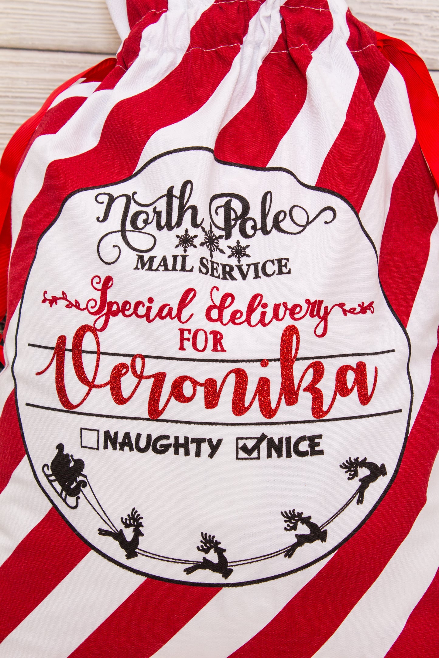 North Pole Express Christmas Gift Bag, Custom Santa Large Sack