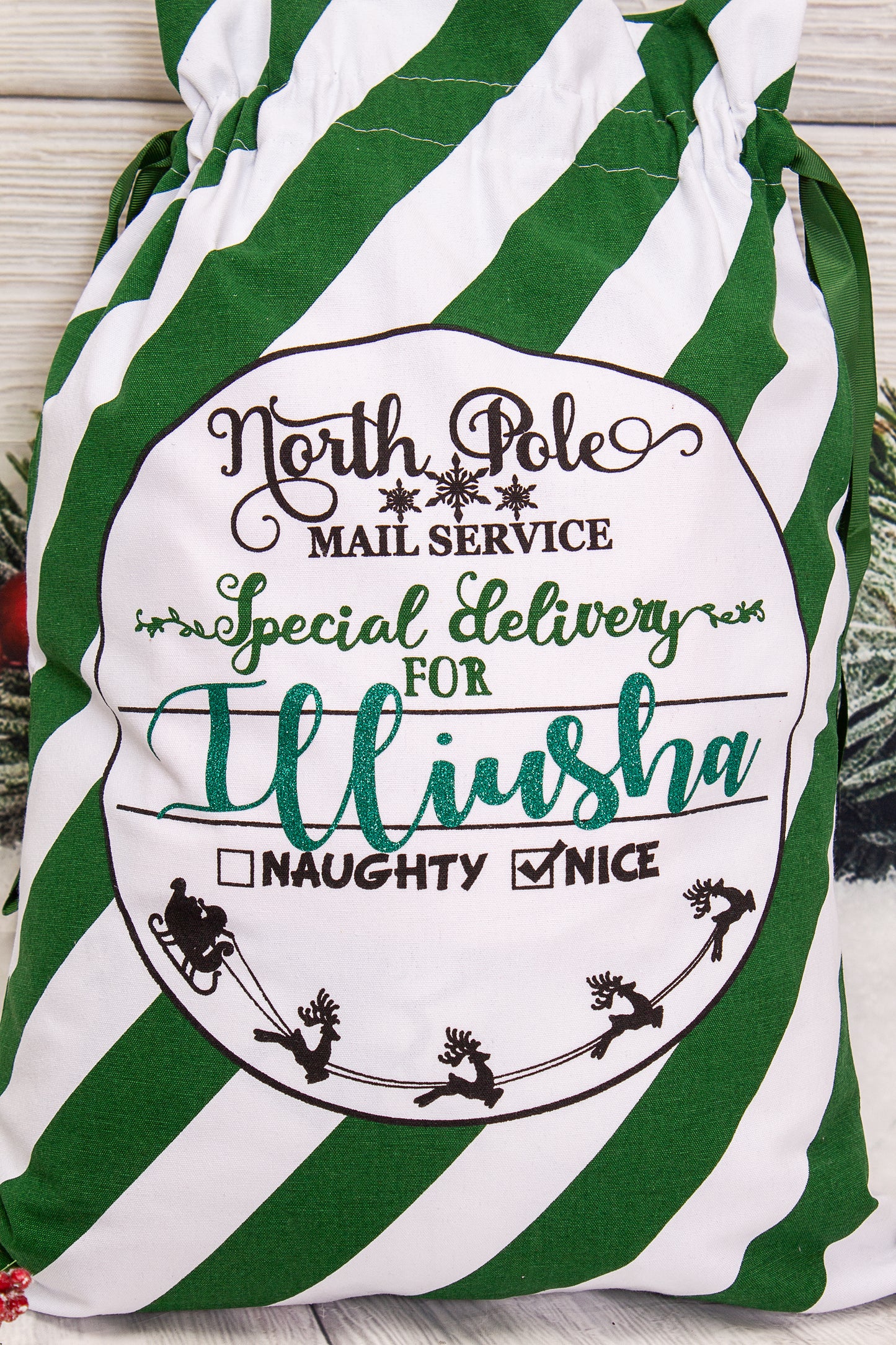North Pole Express Christmas Gift Bag, Custom Santa Large Sack