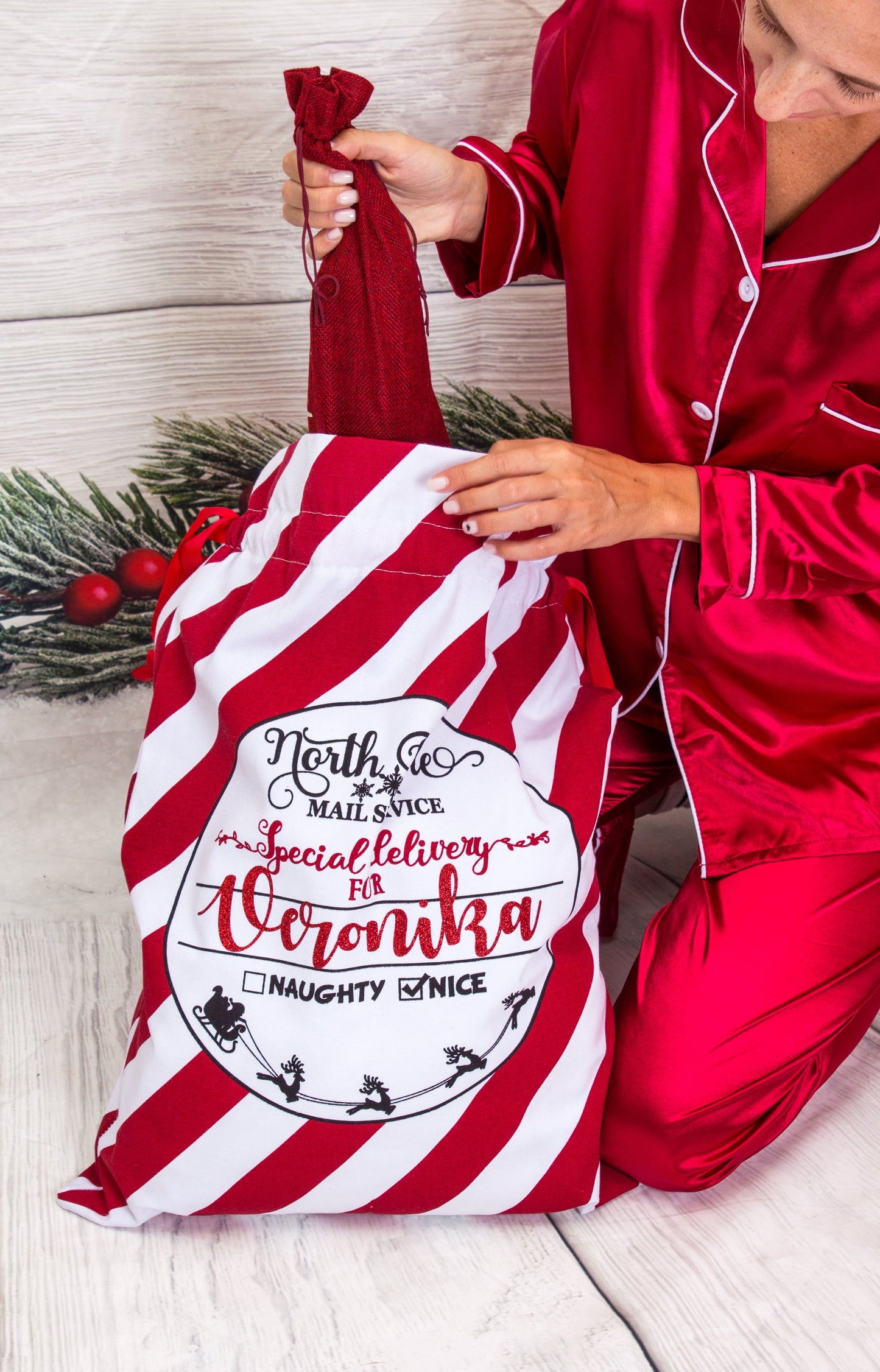 Custom Santa Large Sack, North Pole Express Christmas Gift Bag