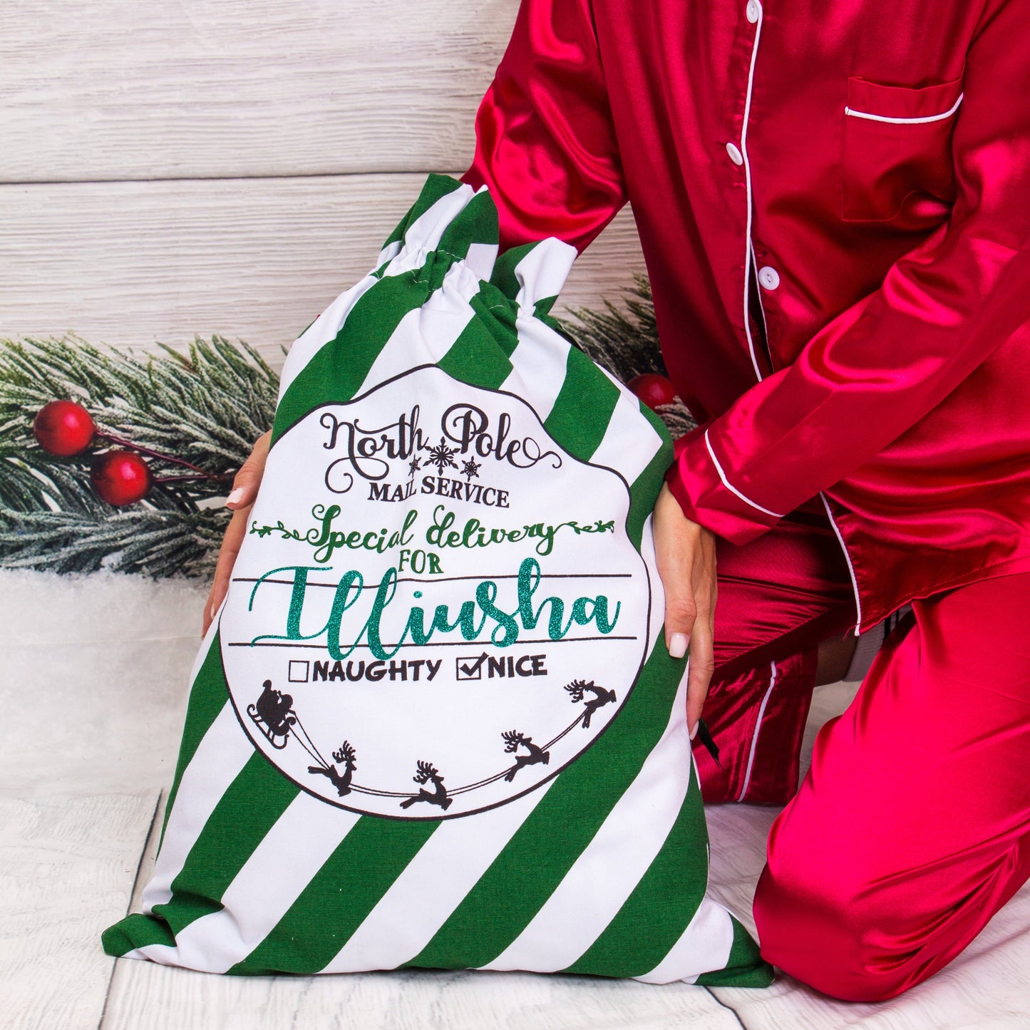 Custom Santa Large Sack, North Pole Express Christmas Gift Bag