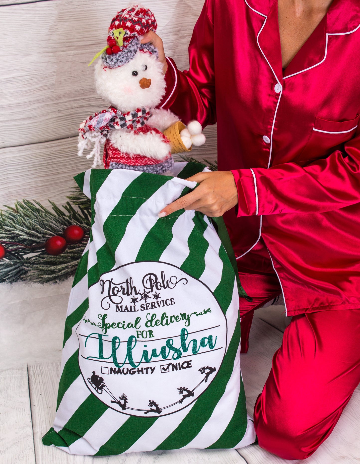 North Pole Express Christmas Gift Bag, Custom Santa Large Sack