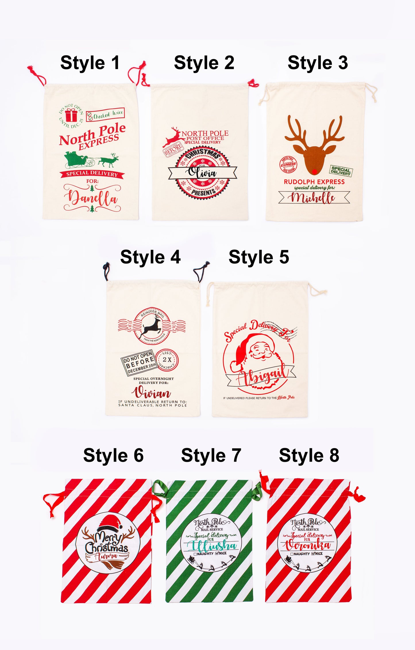 Custom Santa Large Sack, North Pole Express Christmas Gift Bag