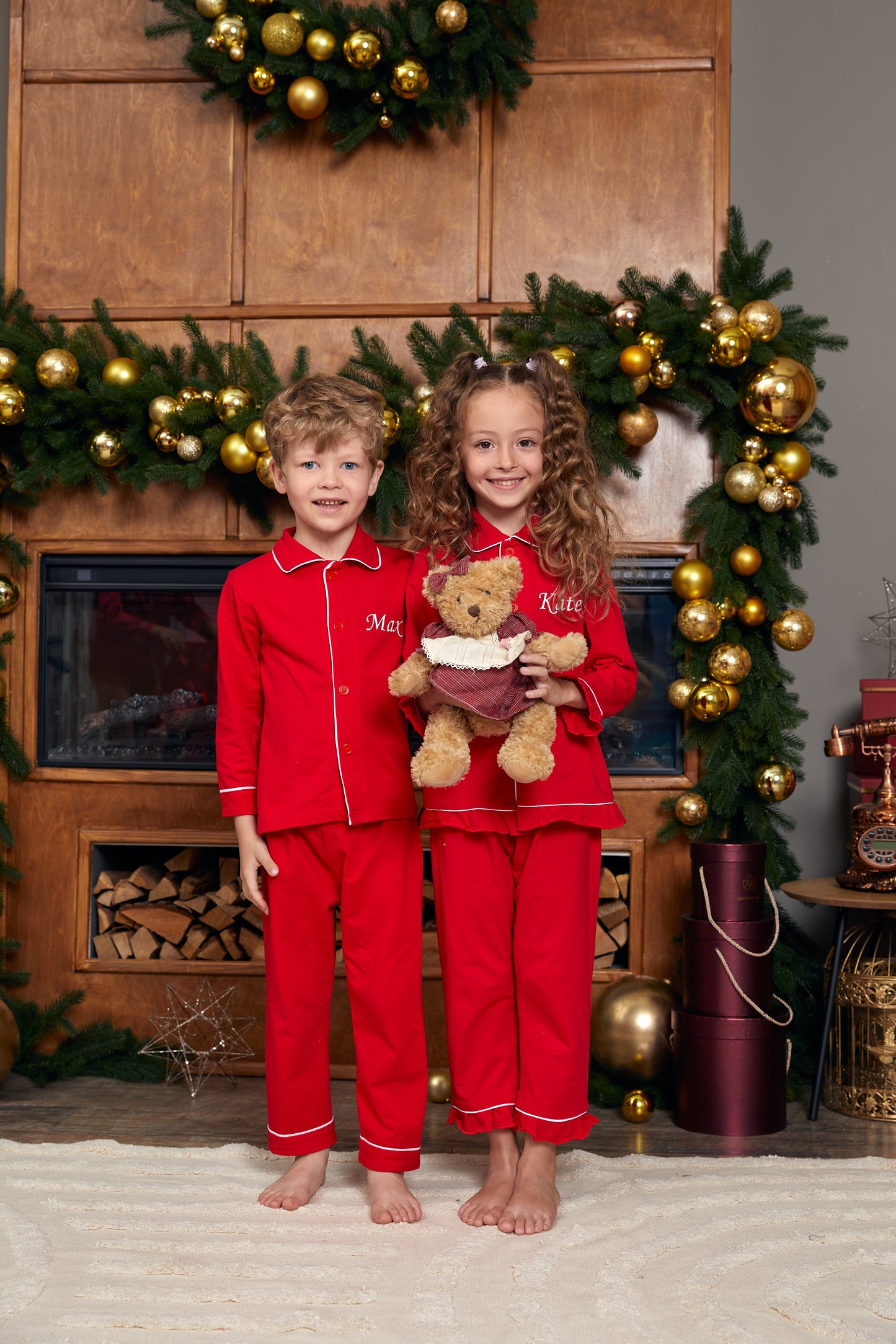 Kids Cotton Christmas Ruffle Pajamas Custom