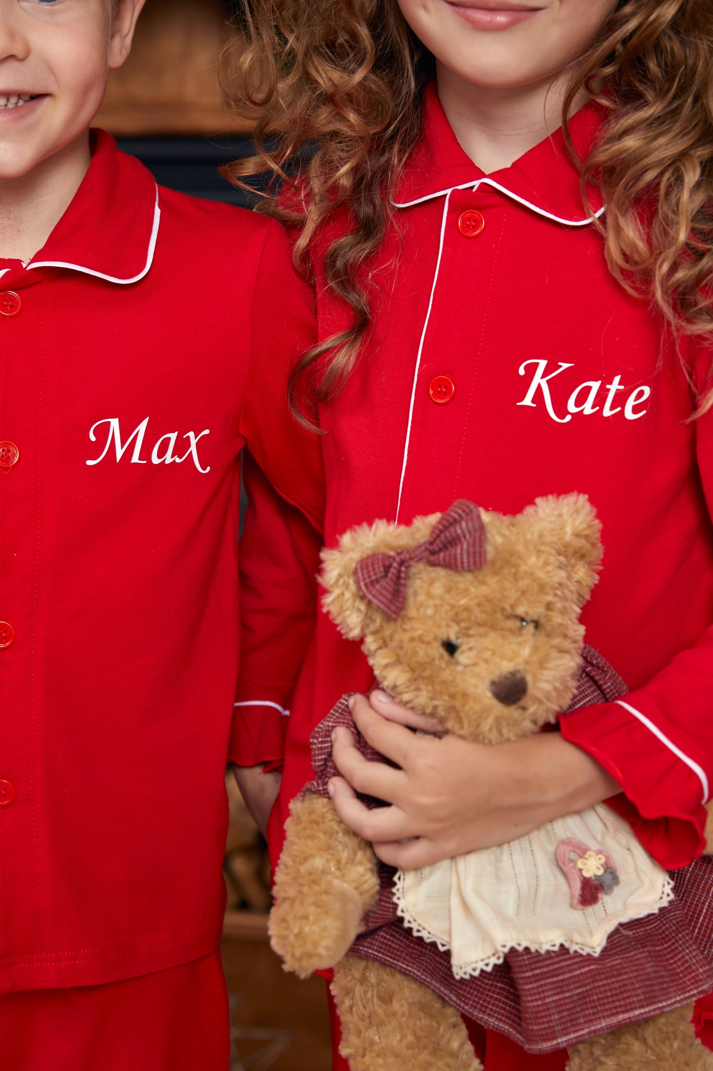 Custom Kids Cotton Christmas Ruffle Pajamas
