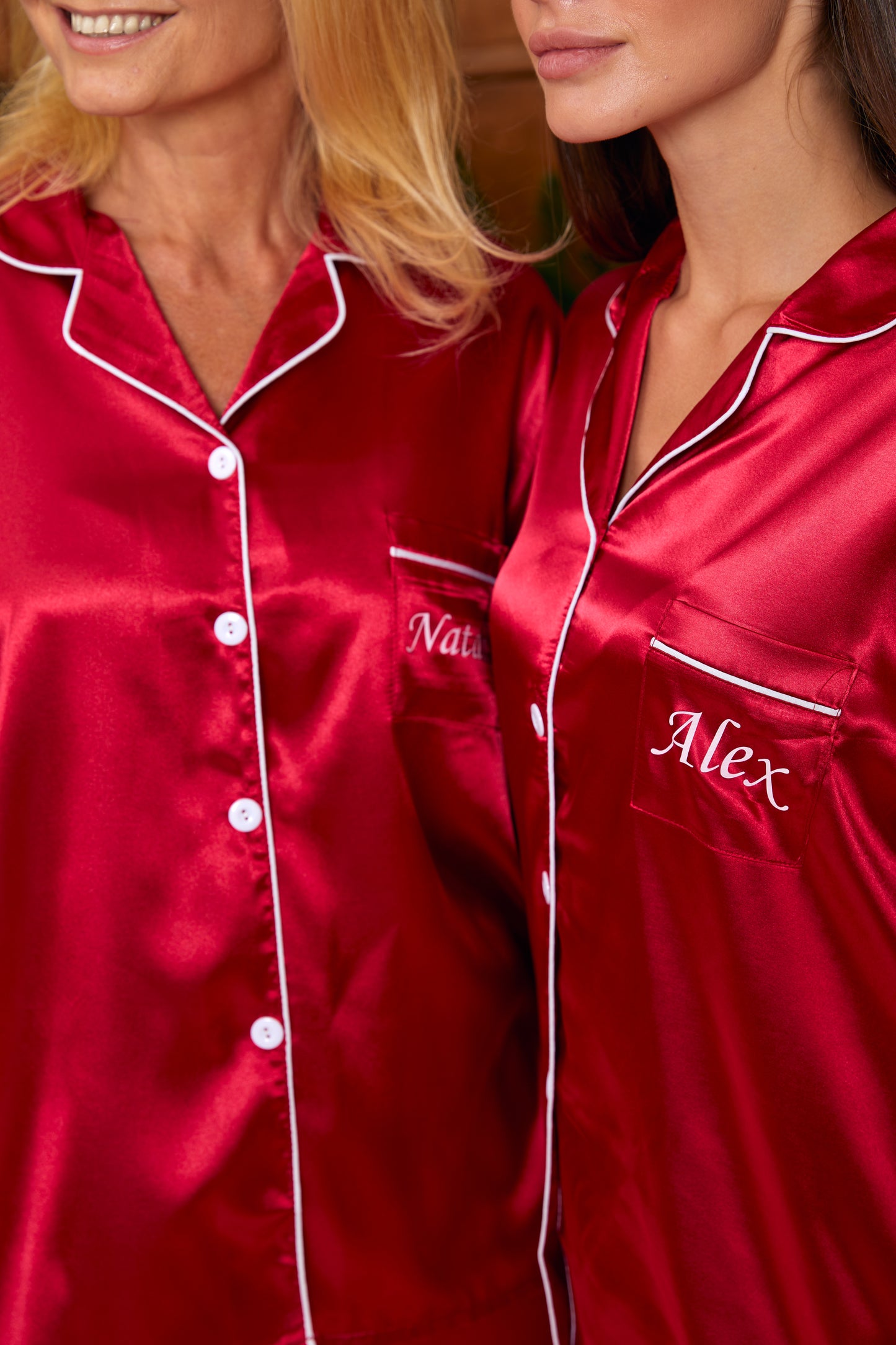 Christmas Family Matching Satin Pajama Sets Long Sleeves + Pants