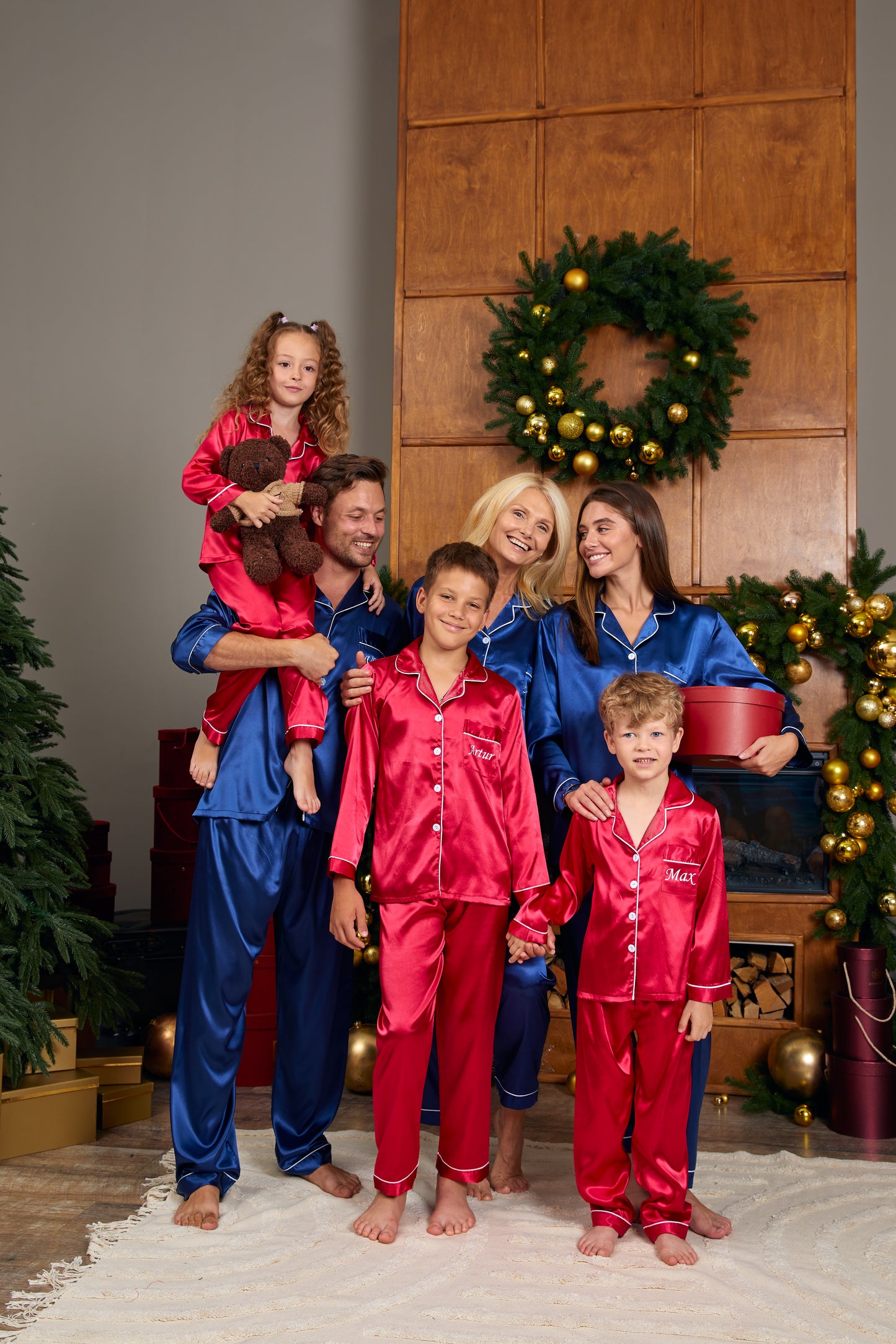 Christmas Kids Satin Pajamas Sets Long Sleeves + Pants