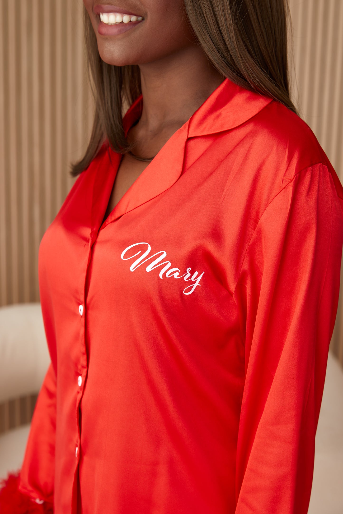 Christmas Feathers Satin Pajamas for Women