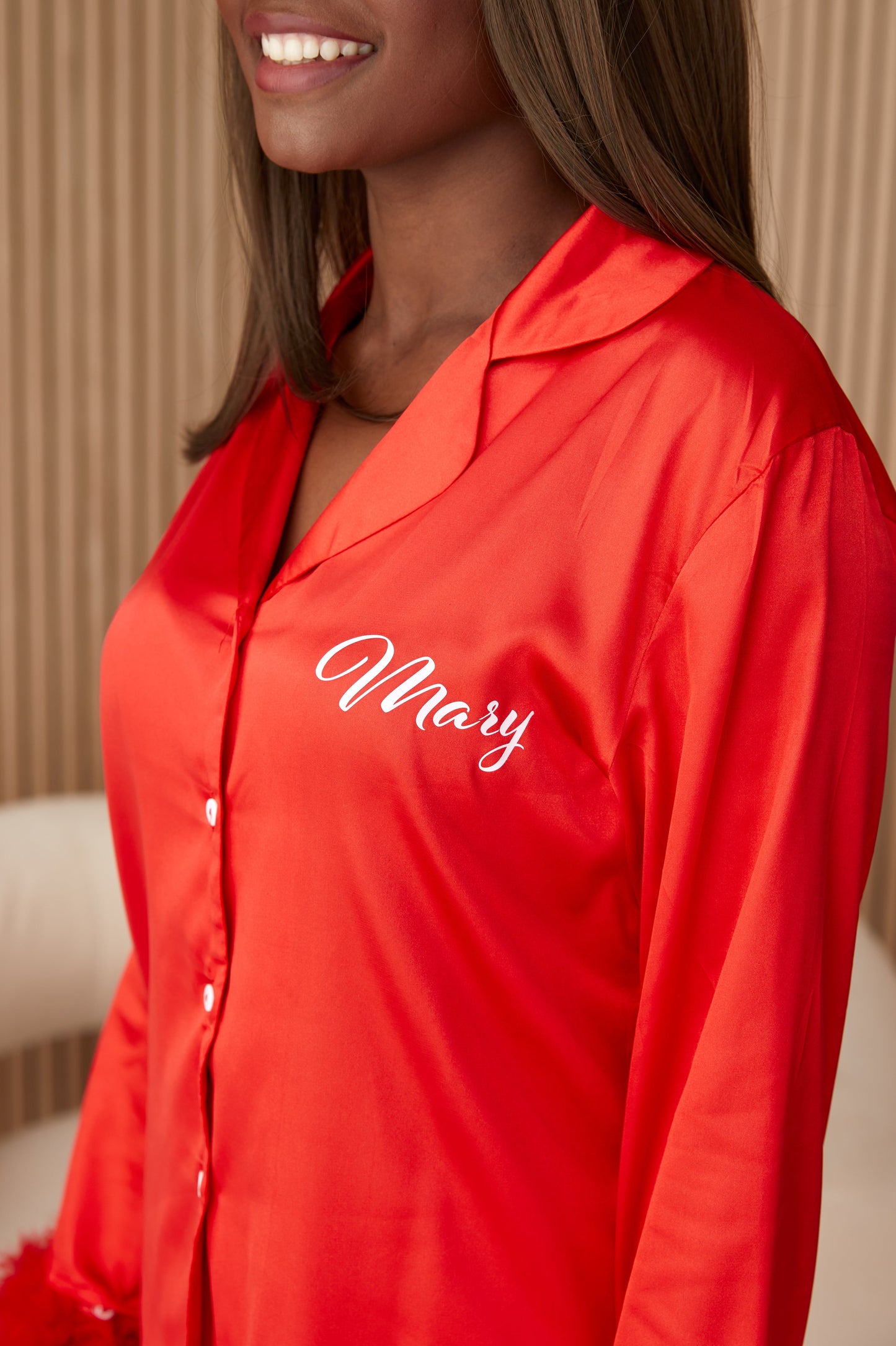 Christmas Feathers Satin Pajamas for Women