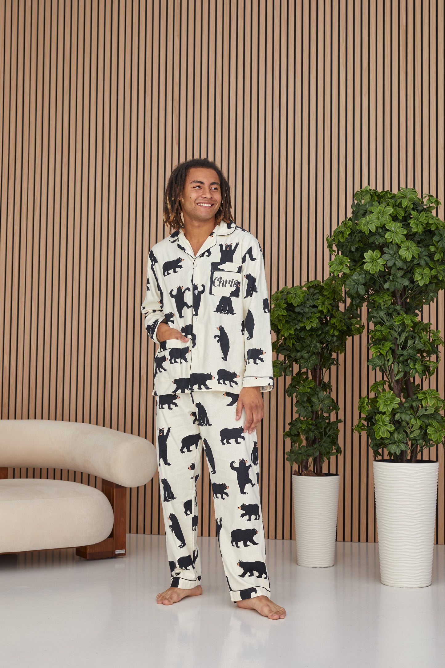 Bear Print Men's Pajama Set