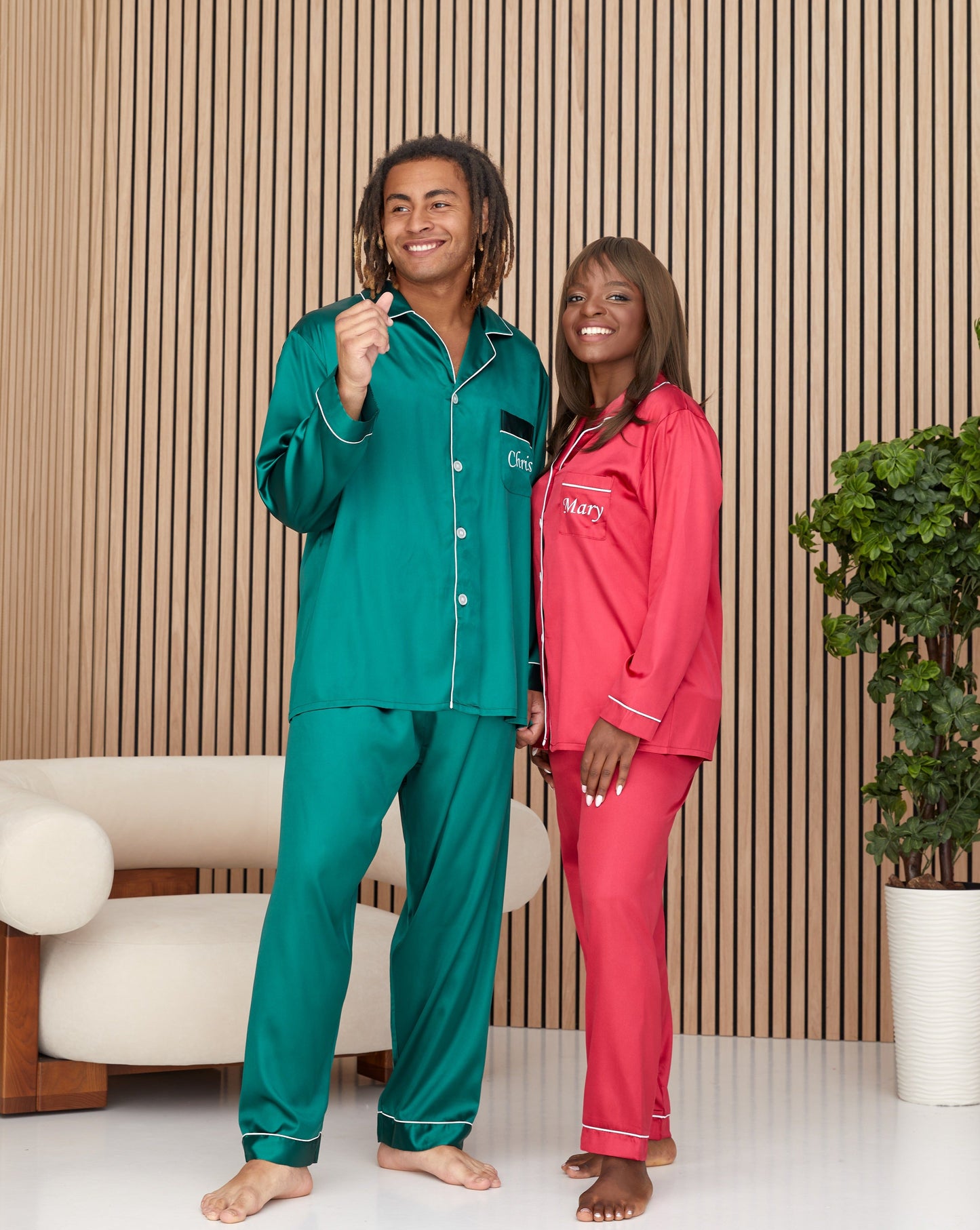 Christmas Matching Satin Pajamas for Couple