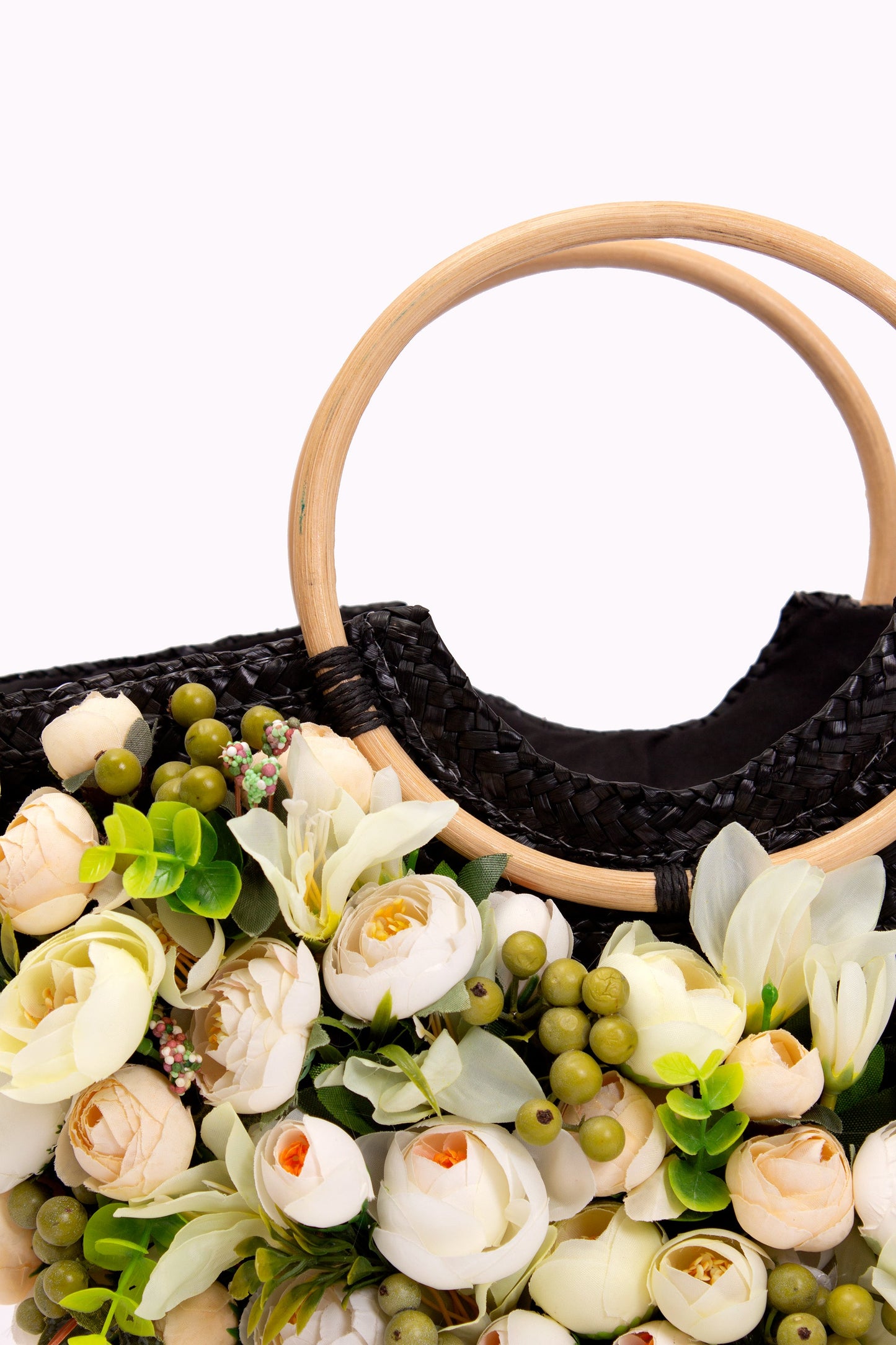 Floral Set Straw Bag and Hat for Bride Style 1