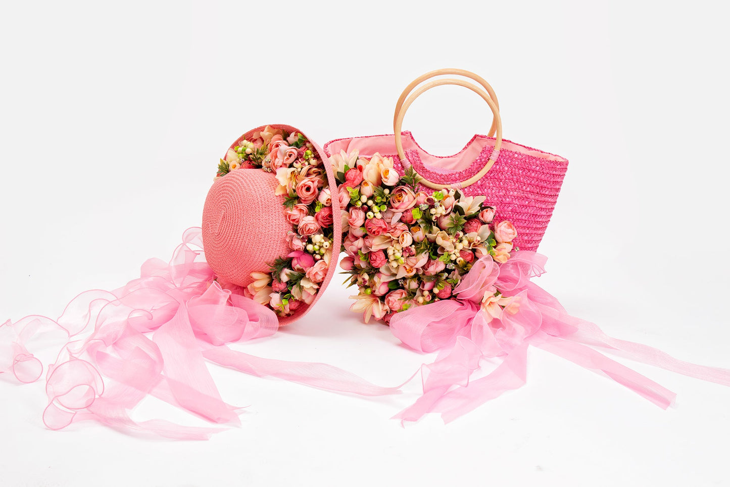 Bride Beach Floppy Sun Hat and Beach Bag- Style 2