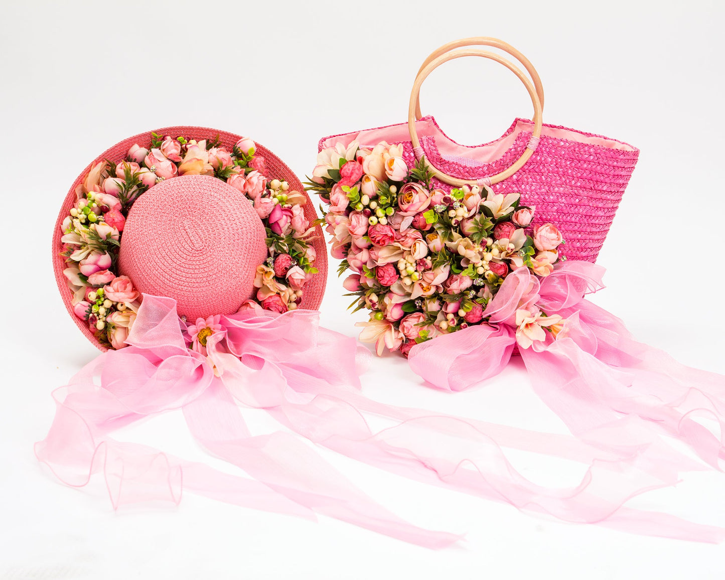Bride Beach Floppy Sun Hat and Beach Bag- Style 2