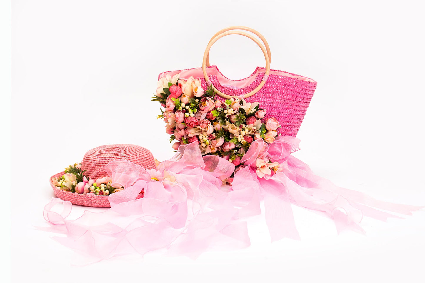 Bride Beach Floppy Sun Hat and Beach Bag- Style 2