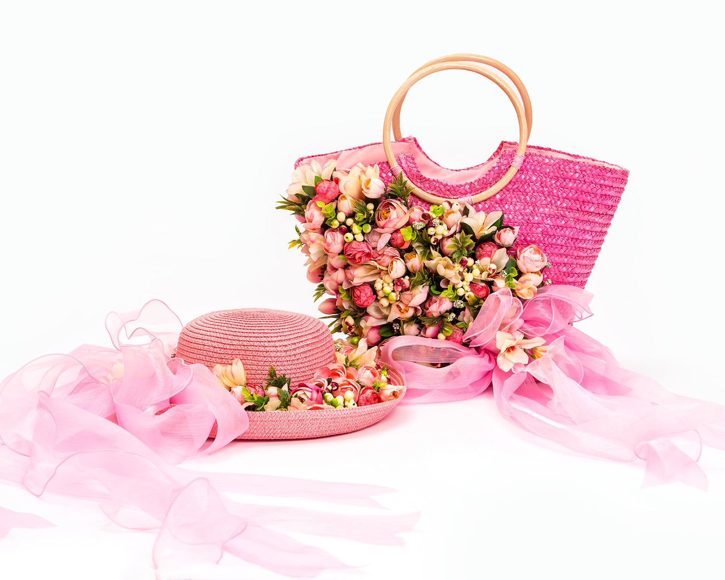 Bride Beach Floppy Sun Hat and Beach Bag- Style 2