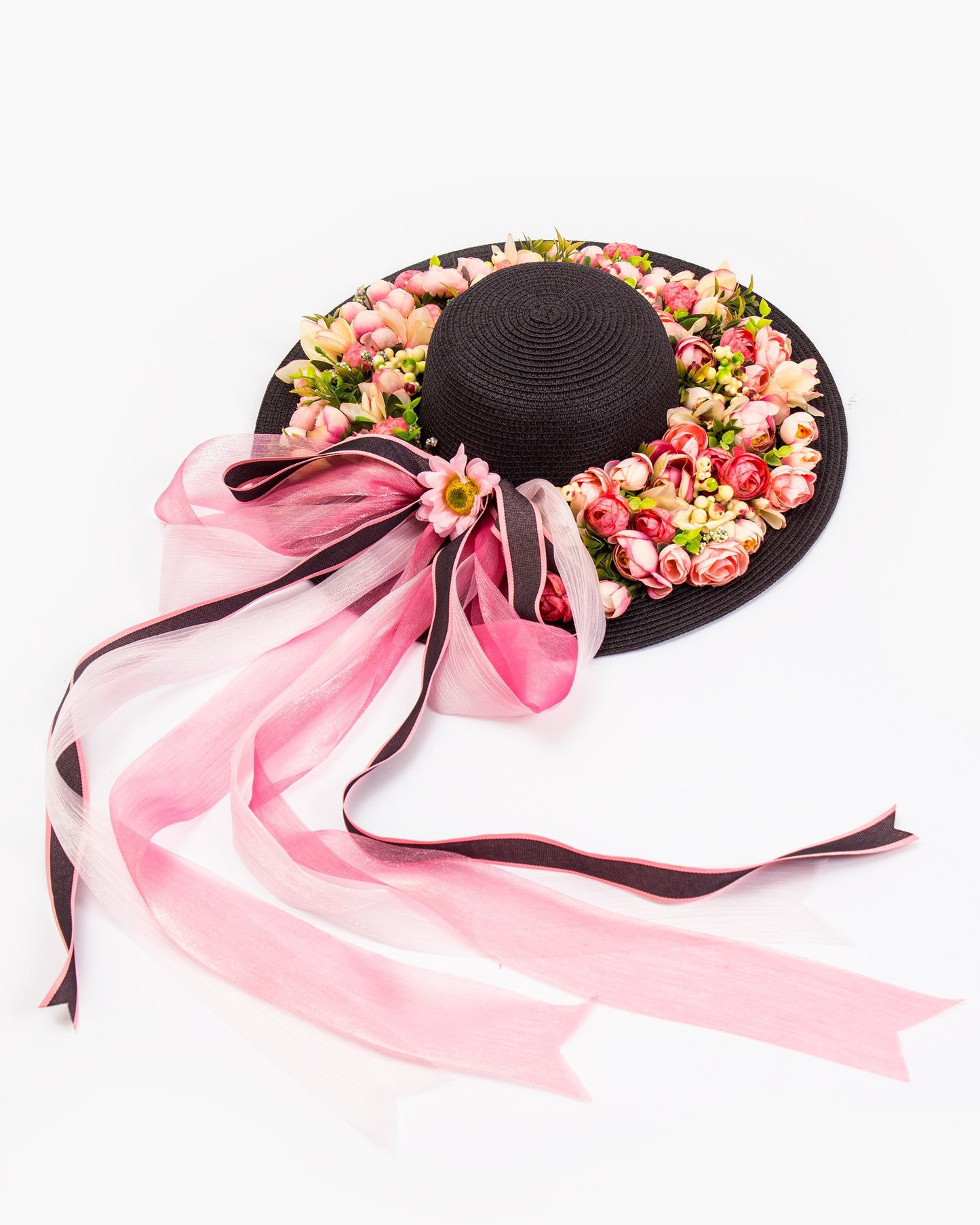 Floral Set Straw Bag and Hat for Bride Style 1