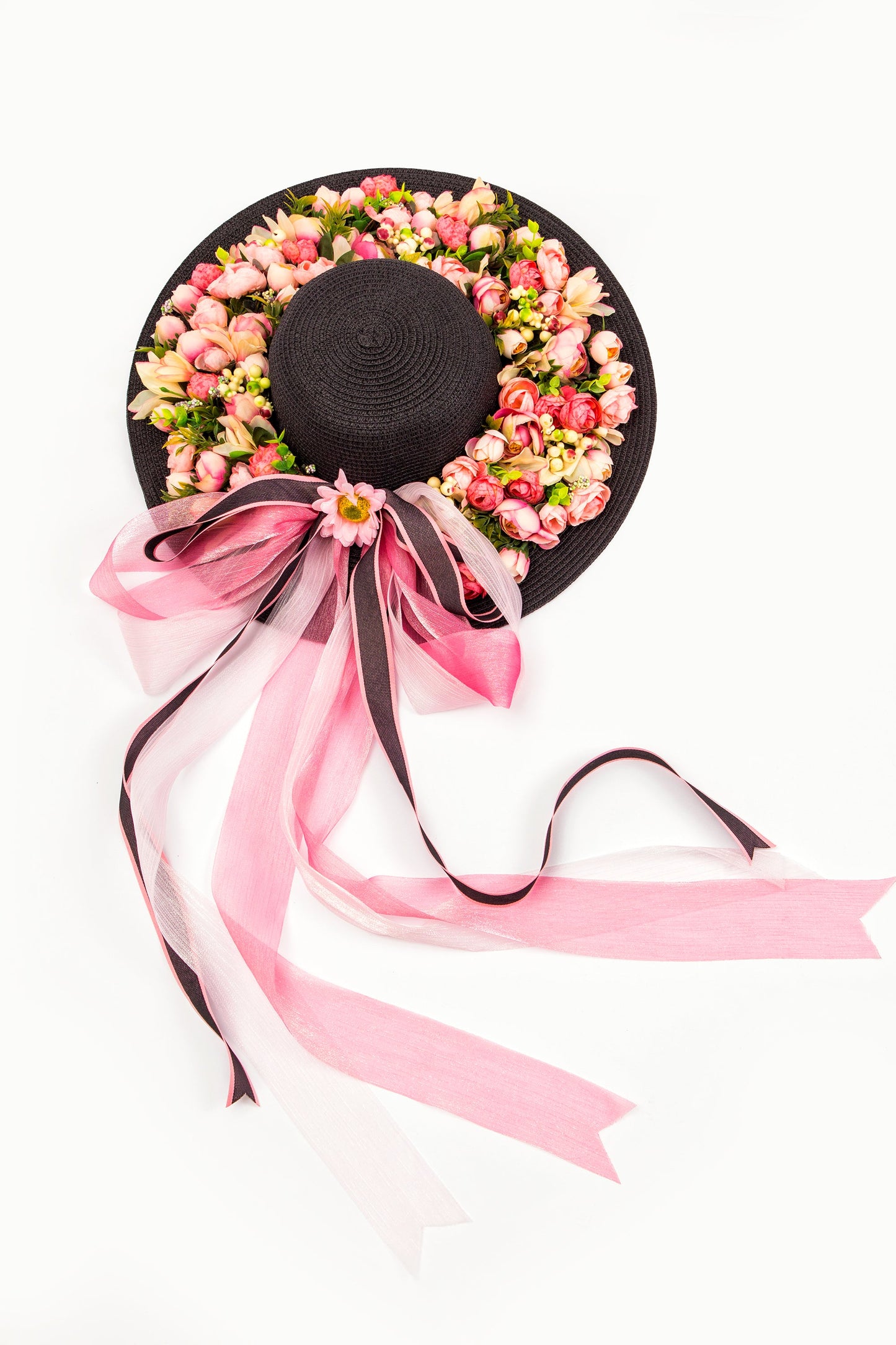 Floral Set Straw Bag and Hat for Bride Style 1