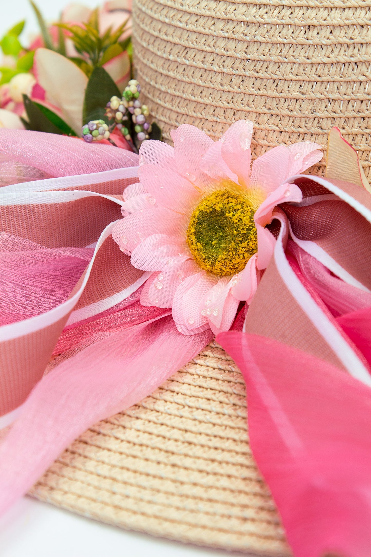 Floral Set Straw Bag and Hat for Bride Style 1