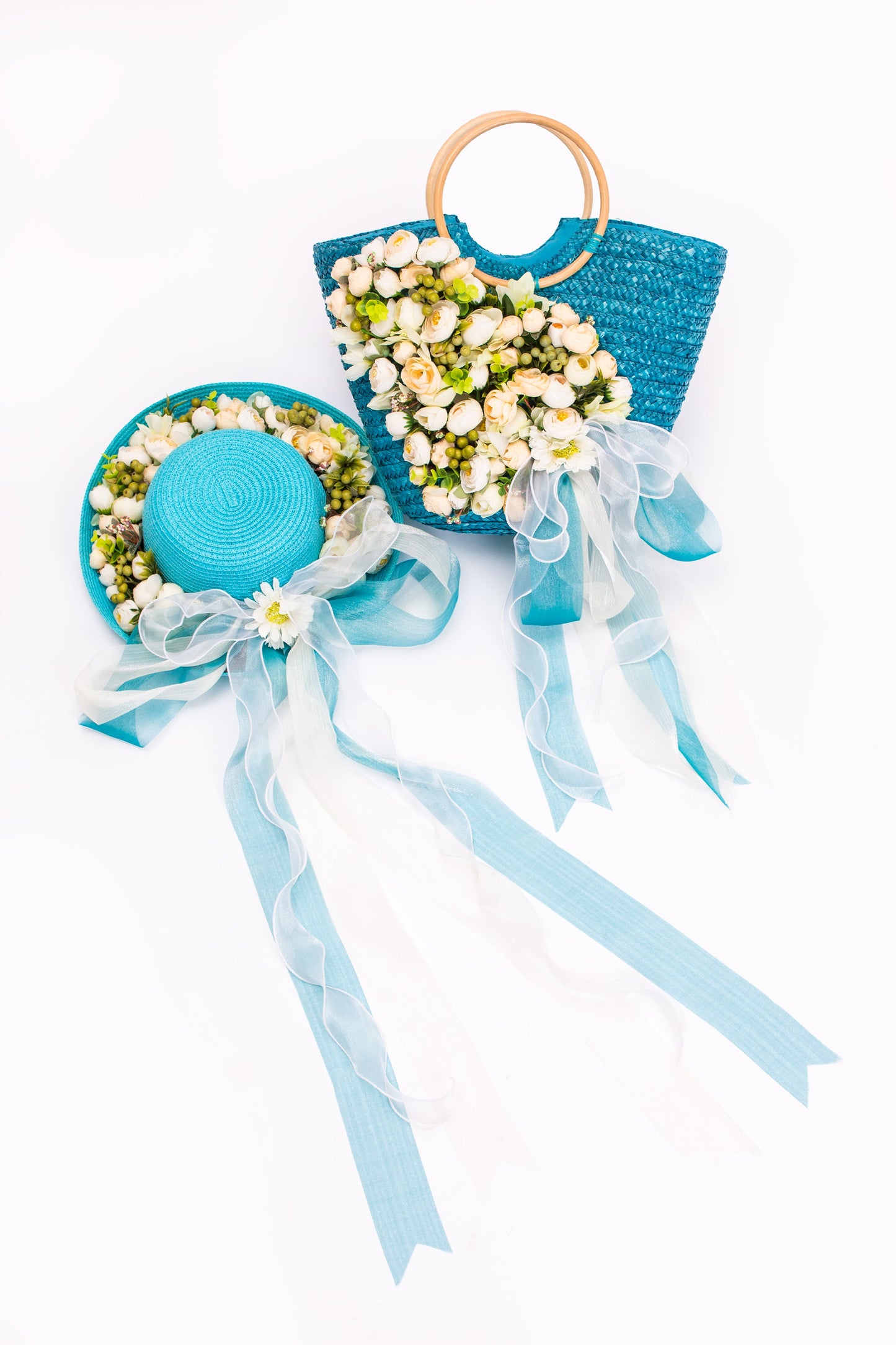 Bride Beach Floppy Sun Hat and Beach Bag- Style 2