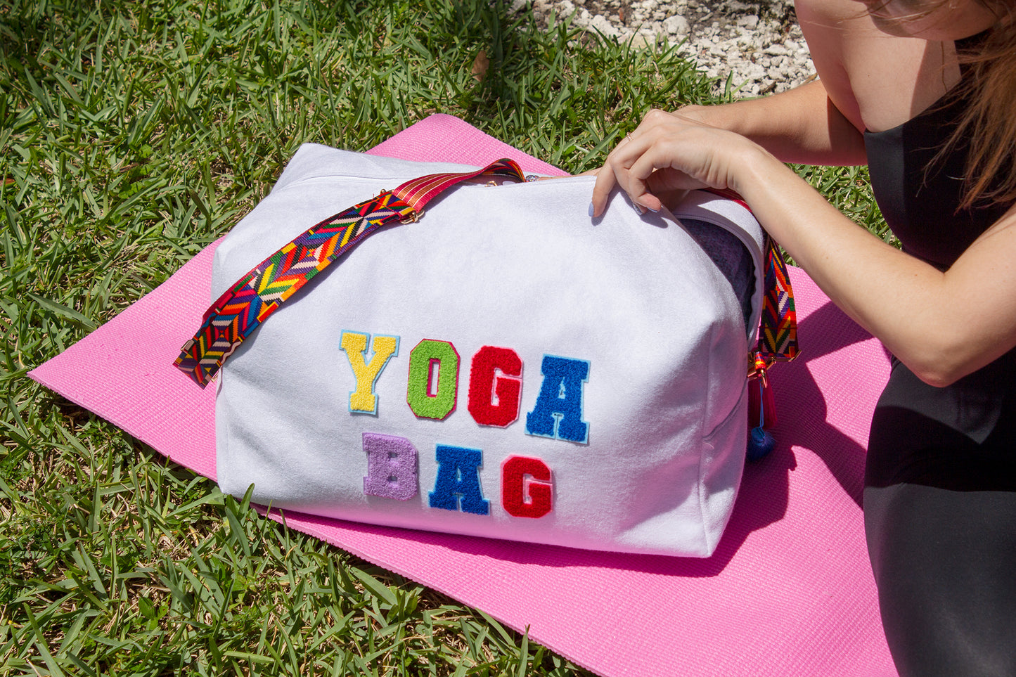 Customized Yoga/ Travel Duffel Bag - fluffy patches