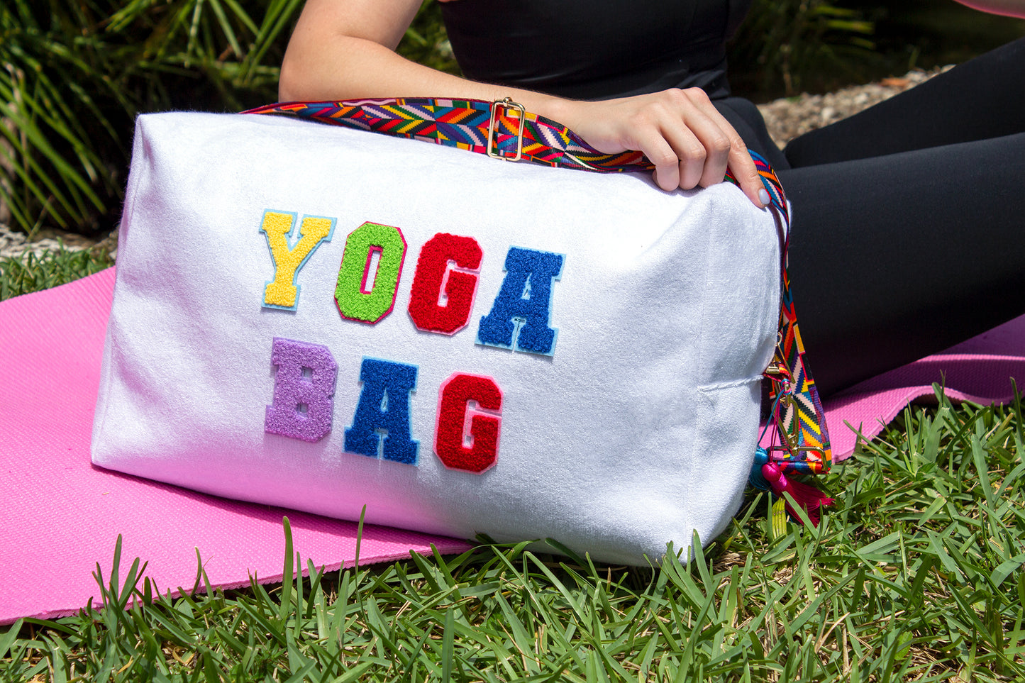 Customized Yoga/ Travel Duffel Bag - fluffy patches