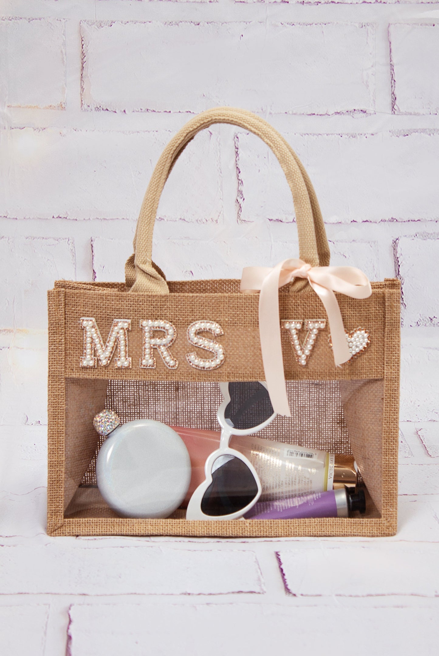 Transparent Custom Tote Bag - Pearls Patches