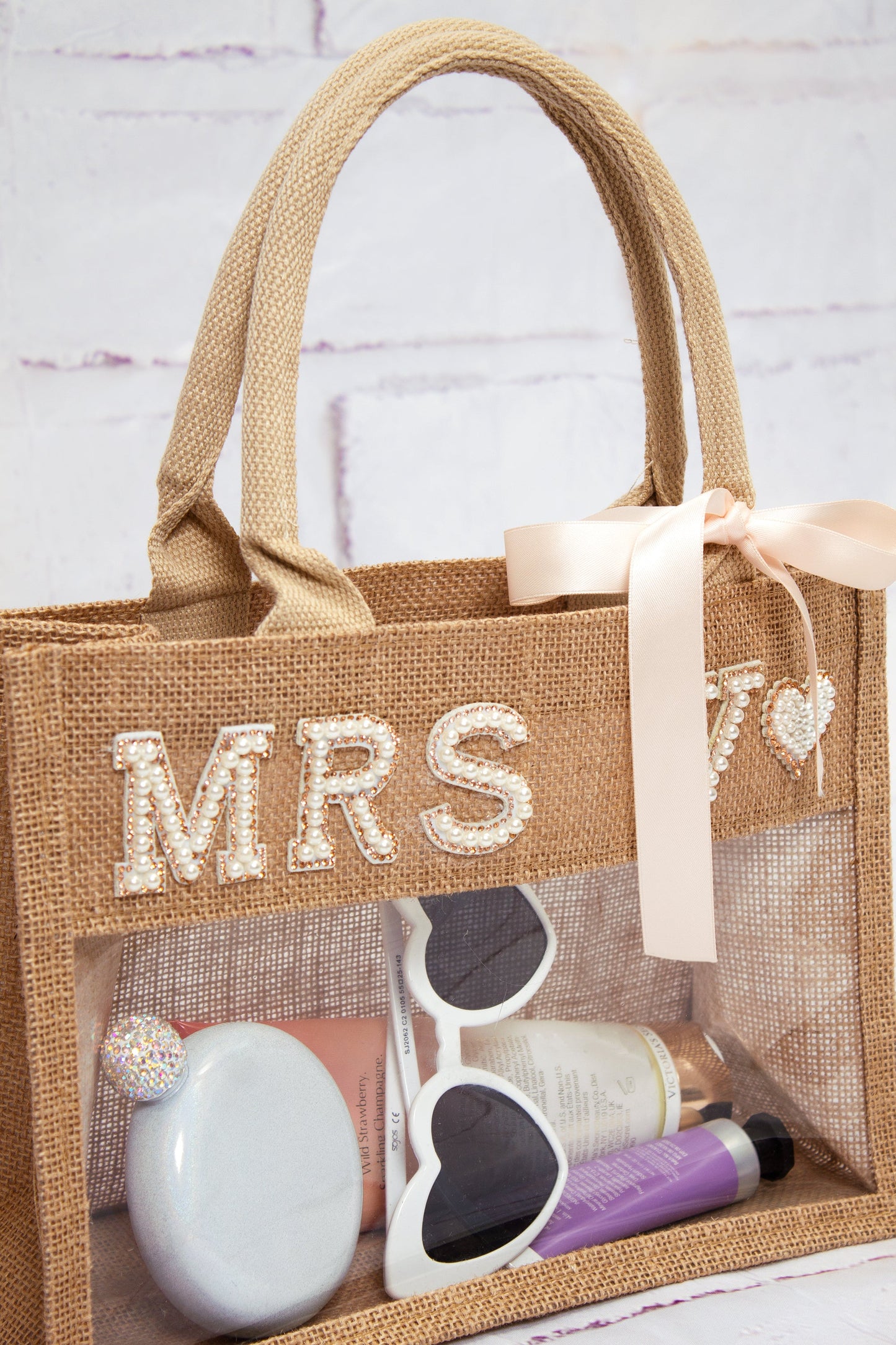 Transparent Custom Tote Bag - Pearls Patches