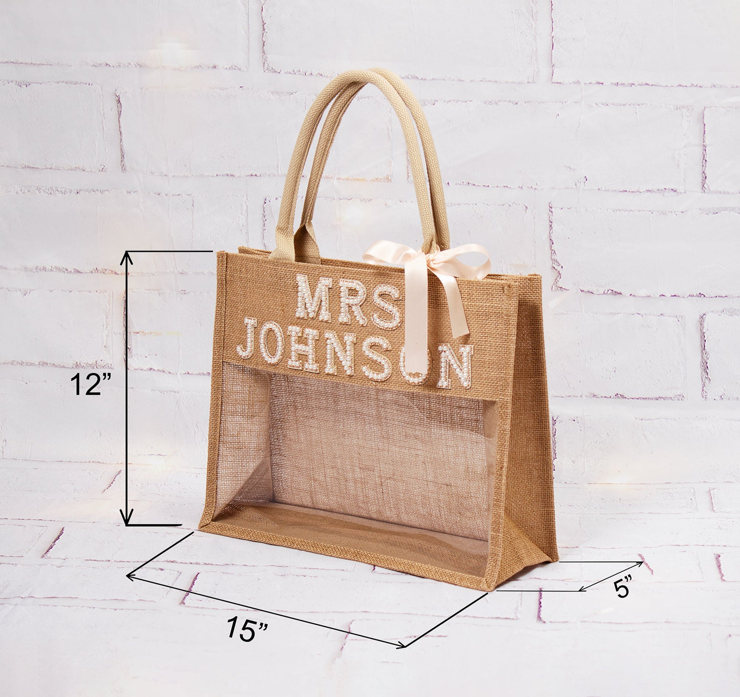 Transparent Custom Tote Bag - Pearls Patches