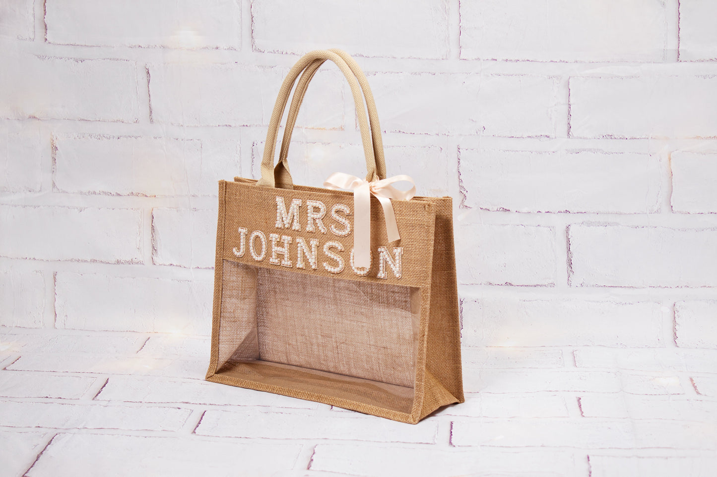 Transparent Custom Tote Bag - Pearls Patches