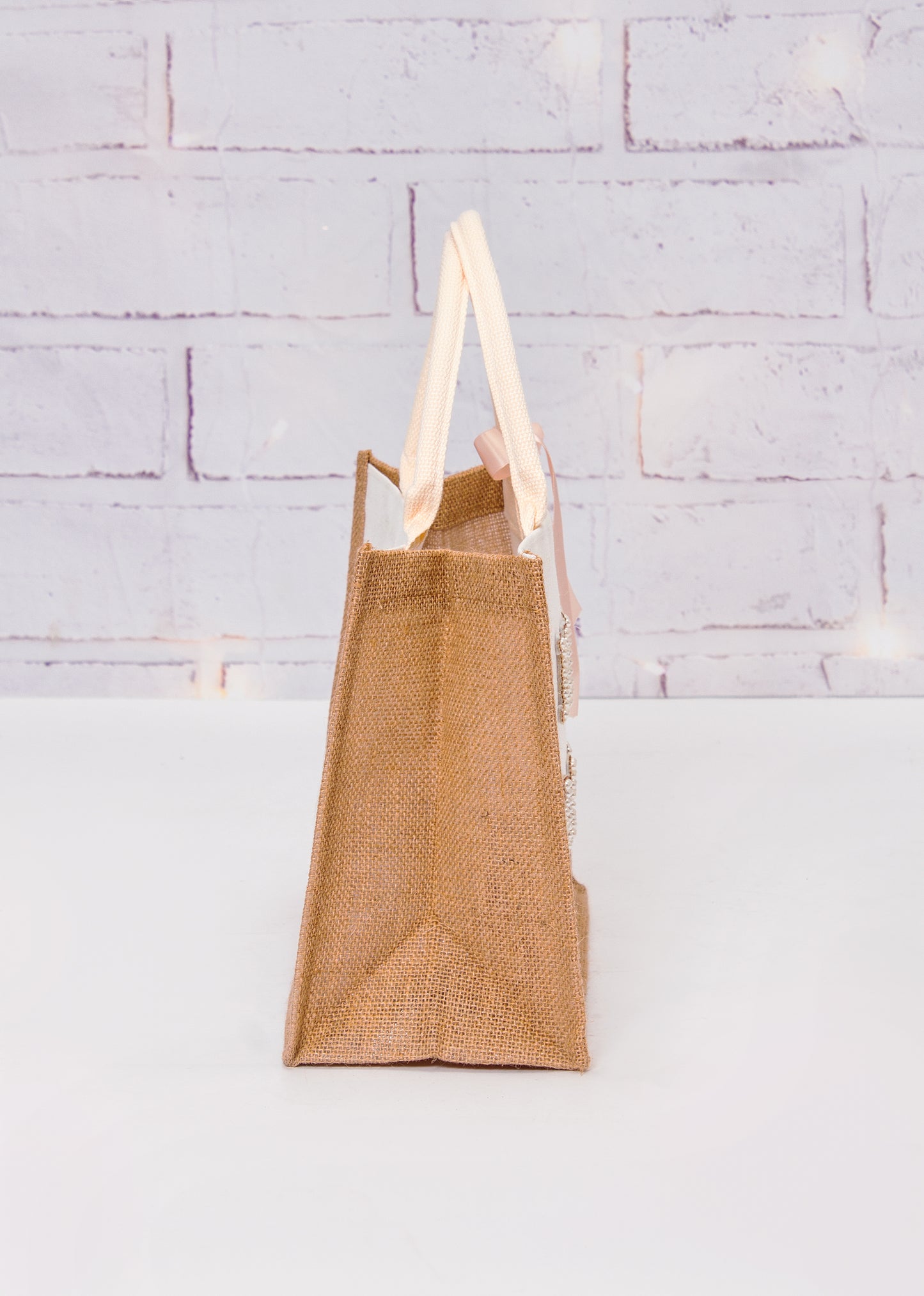 Custom Mrs Bride White Tote Bag with Pearls Patches