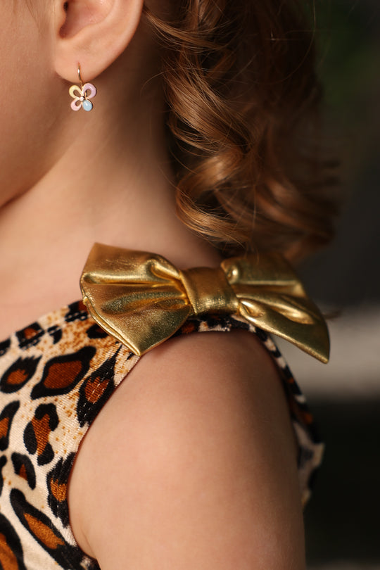 Leopard One Shoulder Off Girls Bikini Set