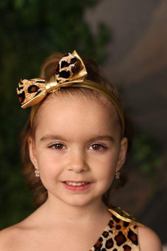 Leopard One Shoulder Off Girls Bikini Set