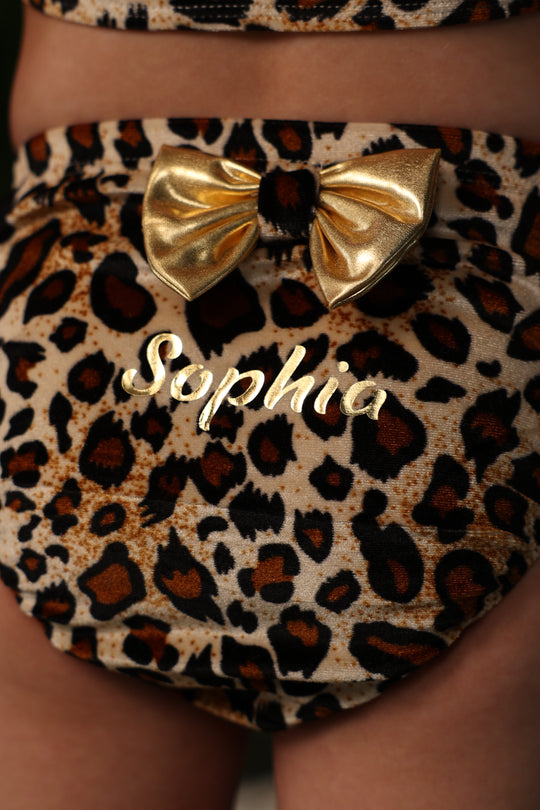 Leopard One Shoulder Off Girls Bikini Set