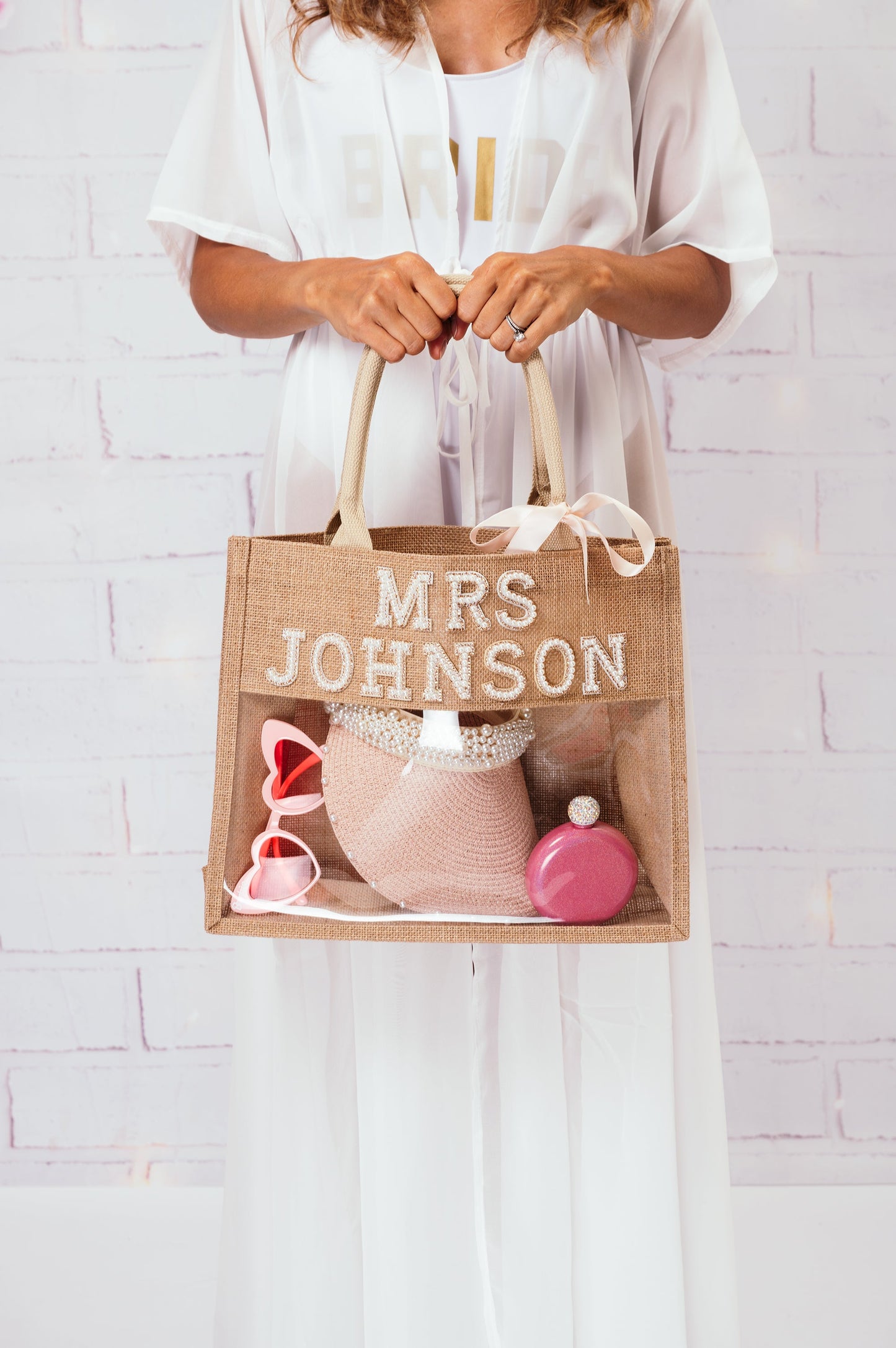 Transparent Custom Tote Bag - Pearls Patches