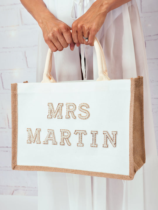 Custom Mrs Bride White Tote Bag