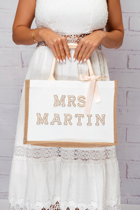 Custom Mrs Bride White Tote Bag