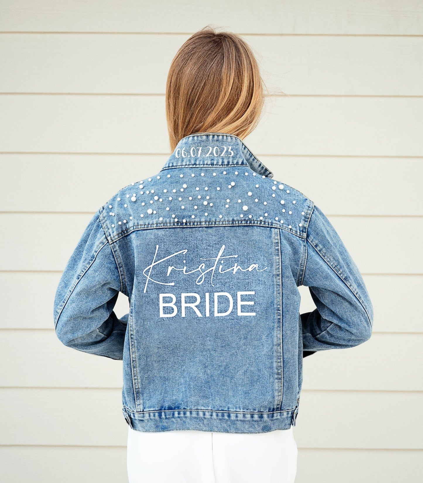 Personalized Denim Bridal Jacket - alfresco / bold