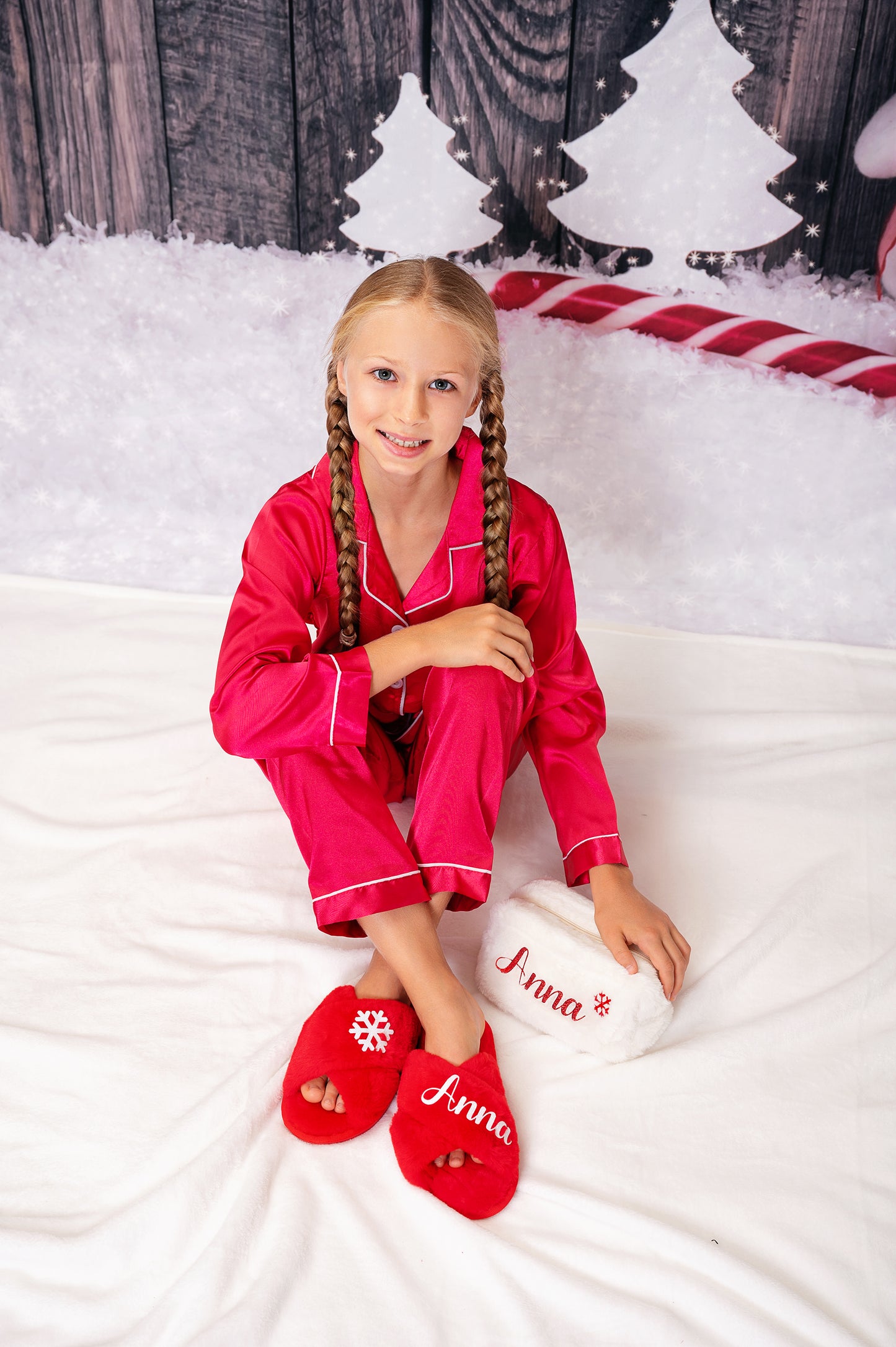 Christmas Fluffy Cross Slippers for Kids