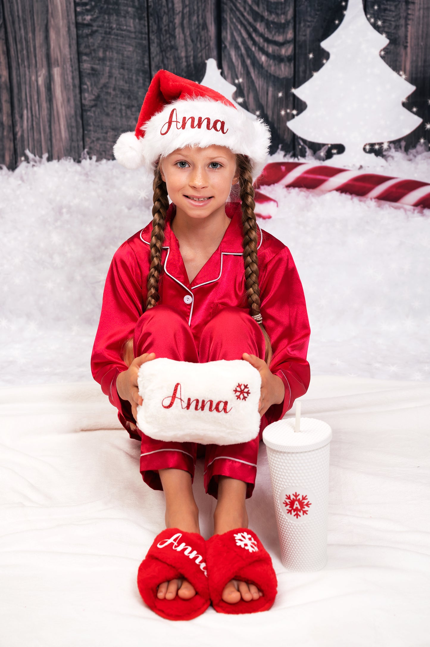 Christmas Fluffy Cross Slippers for Kids