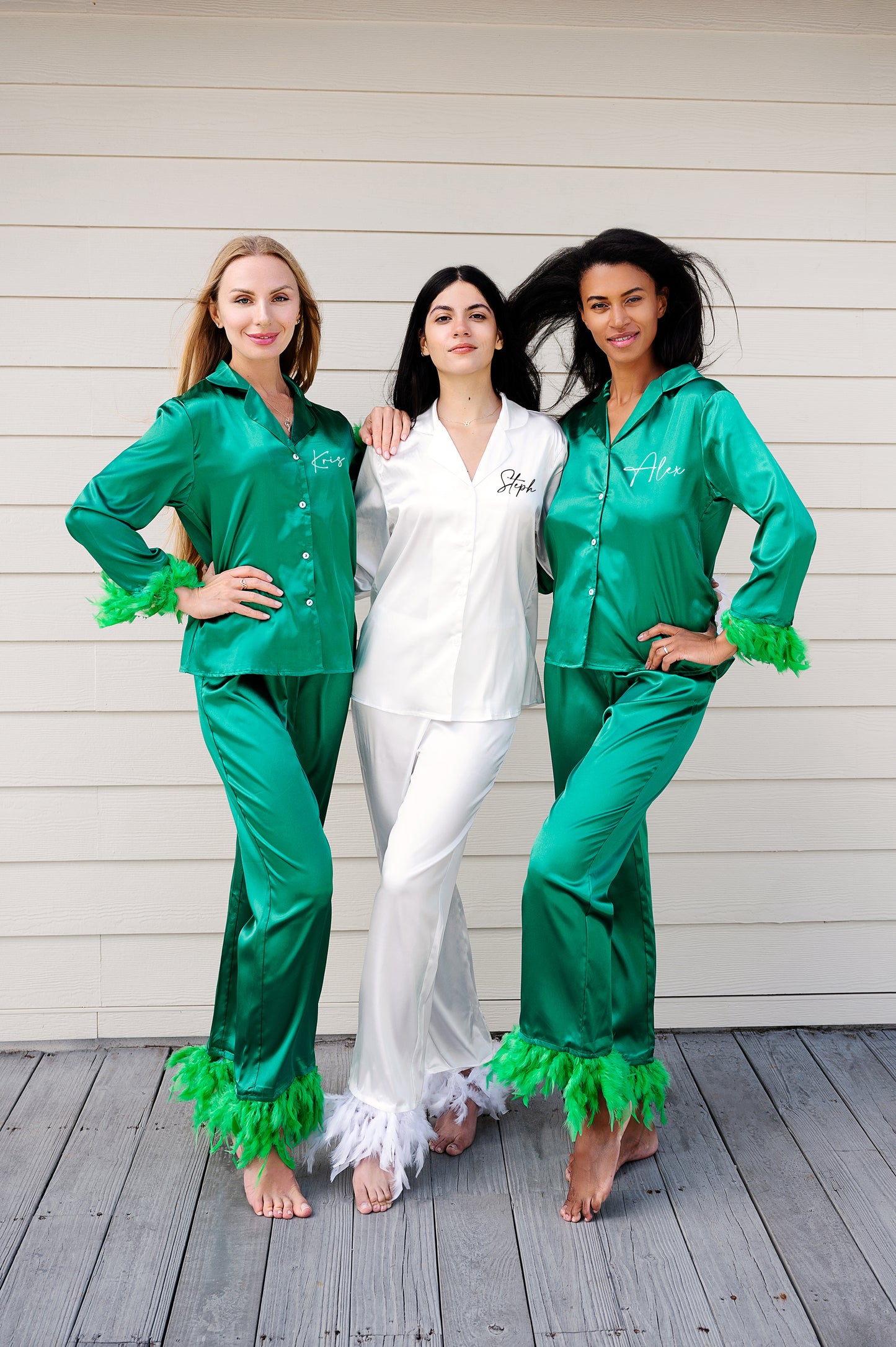 Custom Silky Pajamas with feather - L+L