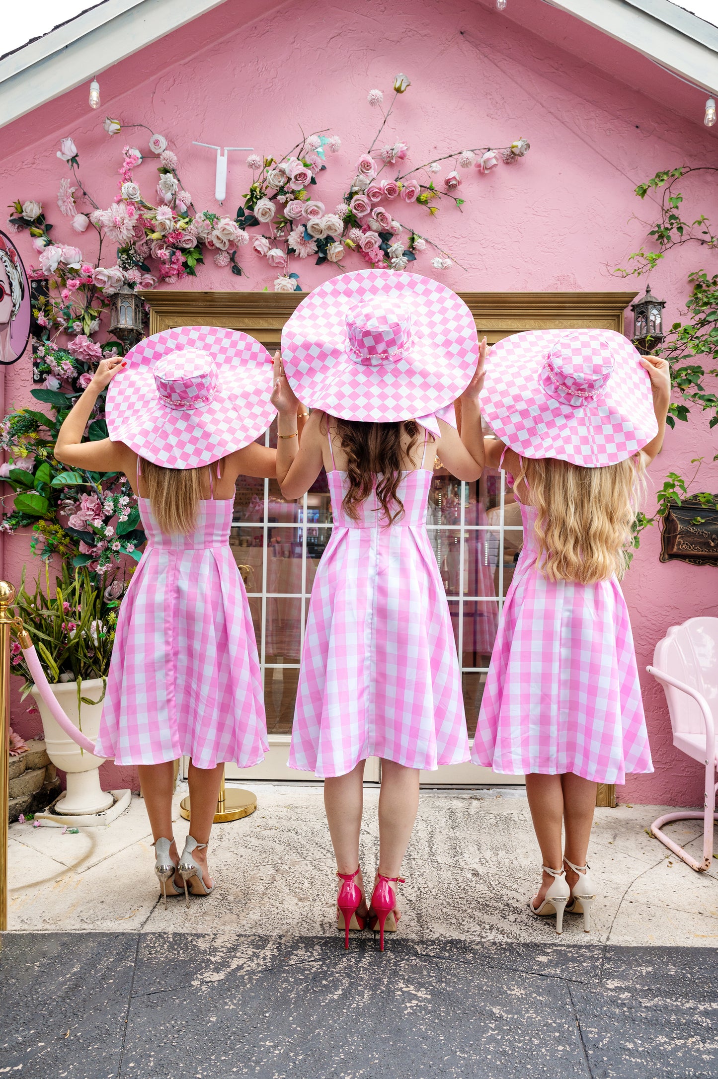 Plaid Custom Pink Large Brims Hat