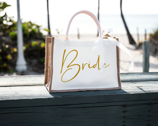 Bridesmaid White Tote Bags
